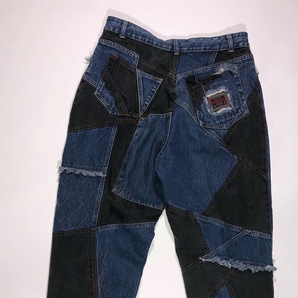 VTG UNION MADE DENIM 2 PIECE PATCHWORK GOTH CYBER - Picture 5 of 8